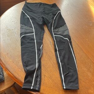 lululemon athletica Black Leggings with White Stripes